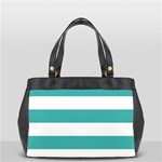 Horizontal Stripes - White and Verdigris Oversize Office Handbag (One Side)