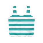 Horizontal Stripes - White and Verdigris Full Print Recycle Bag (S)