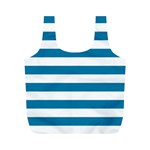 Horizontal Stripes - White and Cerulean Full Print Recycle Bag (M)