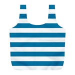 Horizontal Stripes - White and Cerulean Full Print Recycle Bag (L)