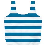 Horizontal Stripes - White and Cerulean Full Print Recycle Bag (XL)