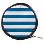 Horizontal Stripes - White and Cerulean Mini Makeup Bag