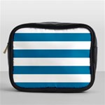 Horizontal Stripes - White and Cerulean Mini Toiletries Bag (One Side)