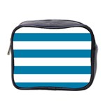 Horizontal Stripes - White and Cerulean Mini Toiletries Bag (Two Sides)