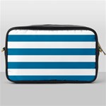 Horizontal Stripes - White and Cerulean Toiletries Bag (One Side)