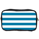 Horizontal Stripes - White and Cerulean Toiletries Bag (Two Sides)