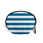 Horizontal Stripes - White and Cerulean Accessory Pouch (Small)