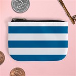 Horizontal Stripes - White and Cerulean Mini Coin Purse