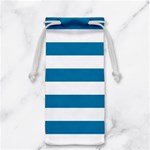 Horizontal Stripes - White and Cerulean Jewelry Bag