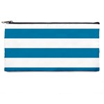 Horizontal Stripes - White and Cerulean Pencil Case