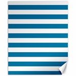 Horizontal Stripes - White and Cerulean Canvas 11  x 14 