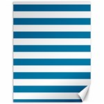 Horizontal Stripes - White and Cerulean Canvas 12  x 16 