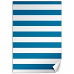 Horizontal Stripes - White and Cerulean Canvas 12  x 18 