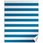 Horizontal Stripes - White and Cerulean Canvas 16  x 20 