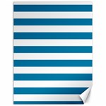 Horizontal Stripes - White and Cerulean Canvas 18  x 24 