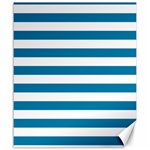 Horizontal Stripes - White and Cerulean Canvas 20  x 24 