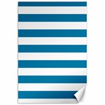 Horizontal Stripes - White and Cerulean Canvas 20  x 30 