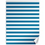 Horizontal Stripes - White and Cerulean Canvas 36  x 48 