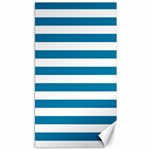 Horizontal Stripes - White and Cerulean Canvas 40  x 72 