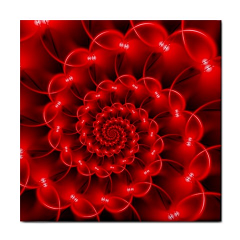 Glossy Red Spiral Fractal Tile Coaster from ArtsNow.com Front