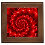 Glossy Red Spiral Fractal Framed Tile