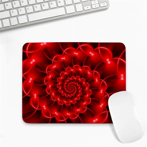 Glossy Red Spiral Fractal Small Mousepad from ArtsNow.com Front