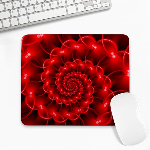 Glossy Red Spiral Fractal Large Mousepad from ArtsNow.com Front