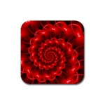 Glossy Red Spiral Fractal Rubber Coaster (Square)