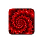 Glossy Red Spiral Fractal Rubber Square Coaster (4 pack)