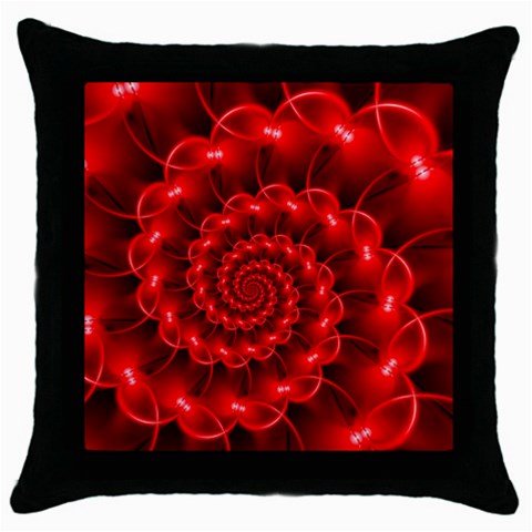 Glossy Red Spiral Fractal Throw Pillow Case (Black) from ArtsNow.com Front