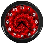 Glossy Red Spiral Fractal Wall Clock (Black)