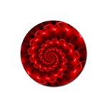 Glossy Red Spiral Fractal Rubber Coaster (Round)