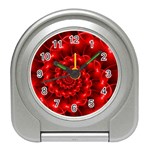 Glossy Red Spiral Fractal Travel Alarm Clock