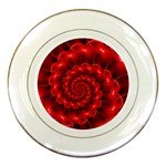 Glossy Red Spiral Fractal Porcelain Plate