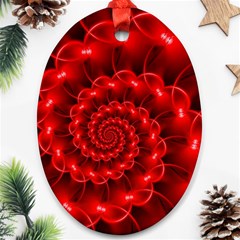 Glossy Red Spiral Fractal Oval Ornament (Two Sides) from ArtsNow.com Front