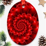 Glossy Red Spiral Fractal Oval Ornament (Two Sides)