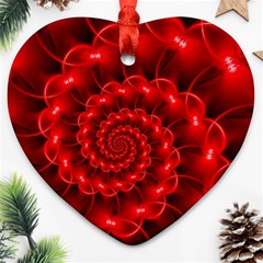 Glossy Red Spiral Fractal Heart Ornament (Two Sides) from ArtsNow.com Back