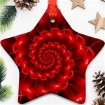 Glossy Red Spiral Fractal Star Ornament (Two Sides)