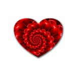 Glossy Red Spiral Fractal Rubber Coaster (Heart)