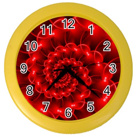 Glossy Red Spiral Fractal Color Wall Clock from ArtsNow.com Front