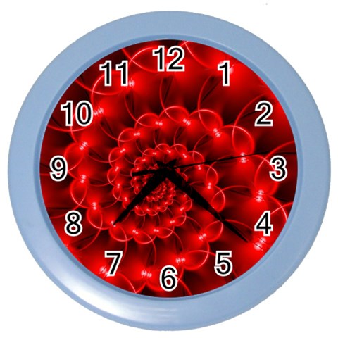 Glossy Red Spiral Fractal Color Wall Clock from ArtsNow.com Front