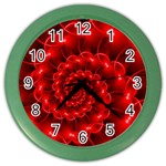 Glossy Red Spiral Fractal Color Wall Clock