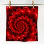 Glossy Red Spiral Fractal Face Towel