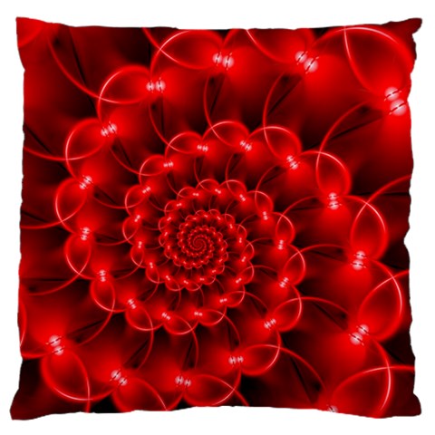 Glossy Red Spiral Fractal Large Cushion Case (One Side) from ArtsNow.com Front