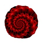 Glossy Red Spiral Fractal Standard 15  Premium Round Cushion 