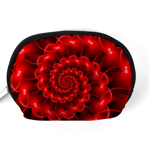 Glossy Red Spiral Fractal Accessory Pouch (Medium) from ArtsNow.com Back