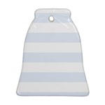 Horizontal Stripes - White and Pastel Blue Ornament (Bell)