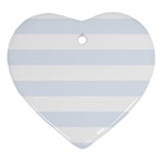 Horizontal Stripes - White and Pastel Blue Ornament (Heart)