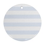 Horizontal Stripes - White and Pastel Blue Round Ornament (Two Sides)