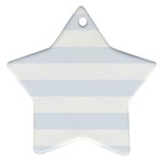 Horizontal Stripes - White and Pastel Blue Ornament (Star)